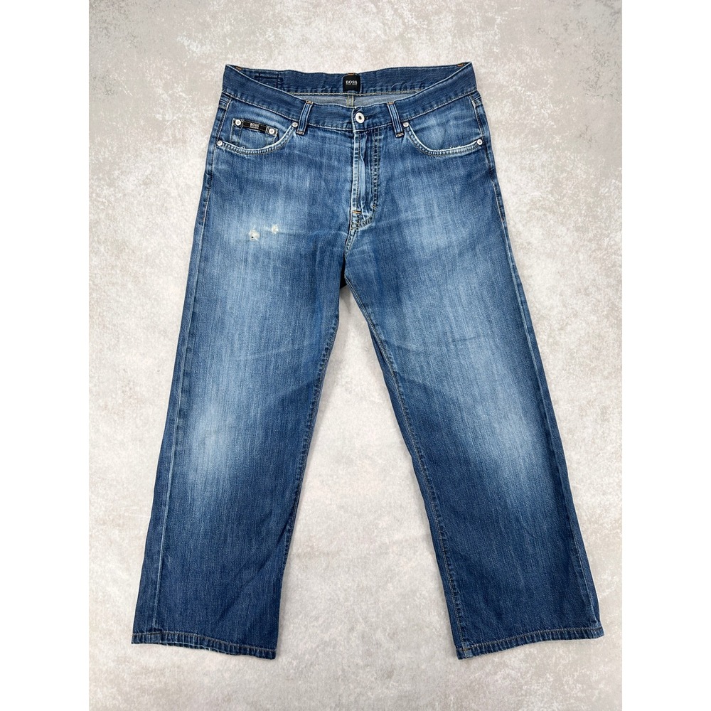 Hugo Boss Hugo Mens Blue Straight Leg Denim Jeans Medium Wash